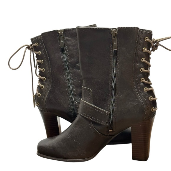 Harley-Davidson Shanna 7-Inch Dark Brown Leather Back Lace High Heel Boots - Picture 6 of 14